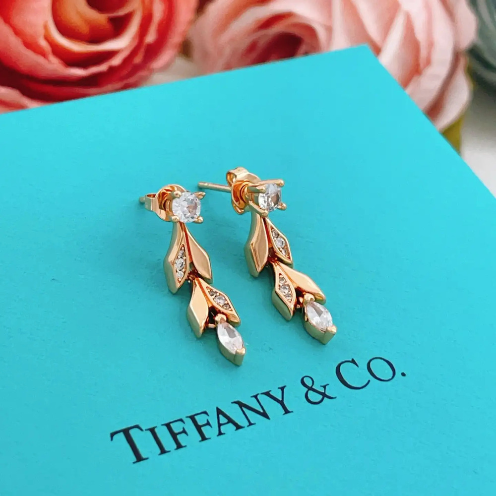 Tiffany & Co. Rose Gold Tassel Leaf Earrings